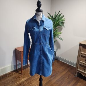 Free People Denim Button-Up Dress